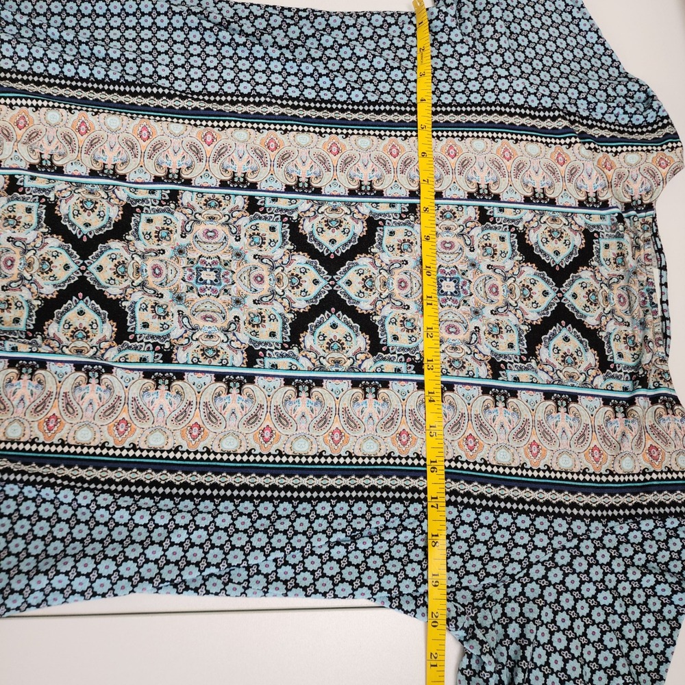 J Jill Womens Long Sleeve Jersey Knit Tunic‎ Size Medium Blue Paisley Medallion - Picture 9 of 11
